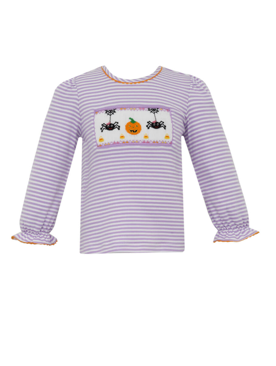 Girls Halloween Pumpkins and Spiders Tee