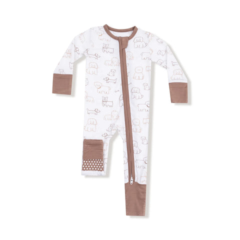 Neutral Pups 2 Way Zipper Romper
