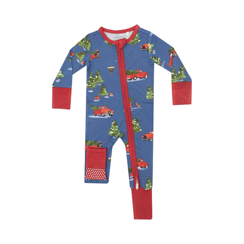 Vintage Red Truck Zipper Romper