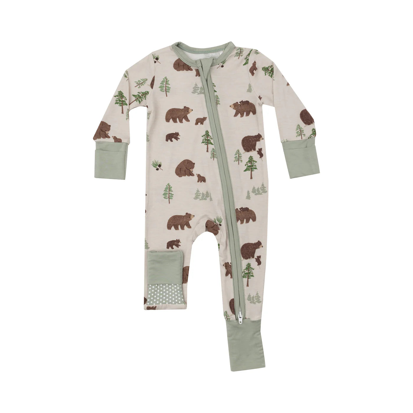 Sweet Brown Bears Zipper Romper