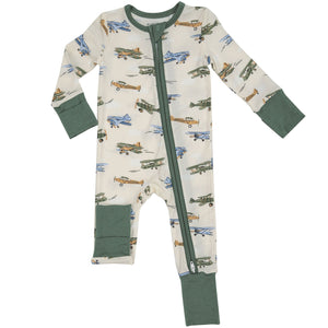 Vintage Airplanes 2 Way Zipper Romper