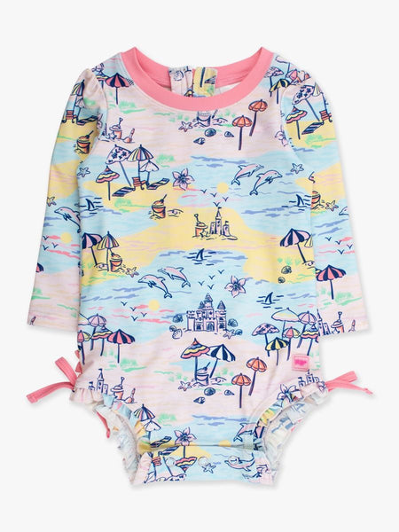Beach Day Long Sleeve Girls One Piece