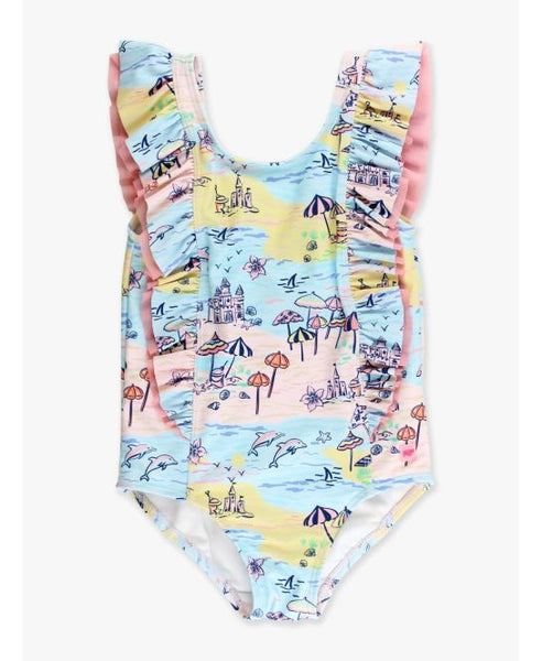 Beach Day Waterfall One Piece Swimsuit