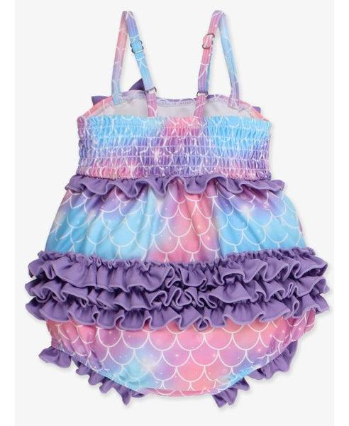 Shimmer Mermaid Tale One Piece Bow Bubble Romper