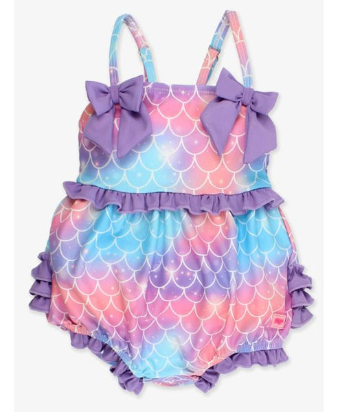 Shimmer Mermaid Tale One Piece Bow Bubble Romper
