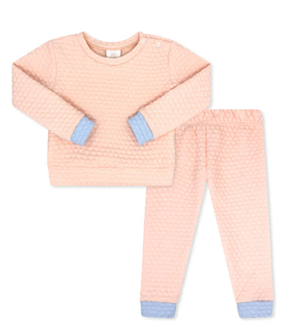 Girls Quilted Sweatsuit-Pink