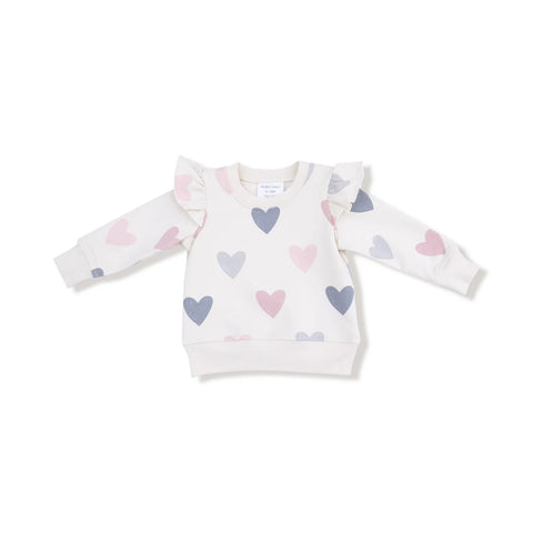 Hearts Ruffle Sweatshirt