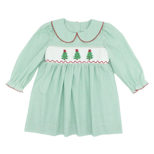 Christmas Tree Girls Smocked Dress