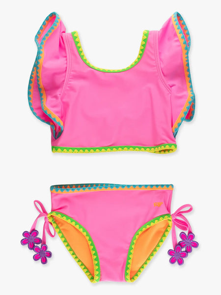 Neon Pink Crochet Detail Butterfly Detail