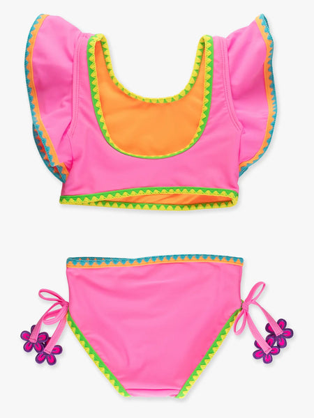 Neon Pink Crochet Detail Butterfly Detail