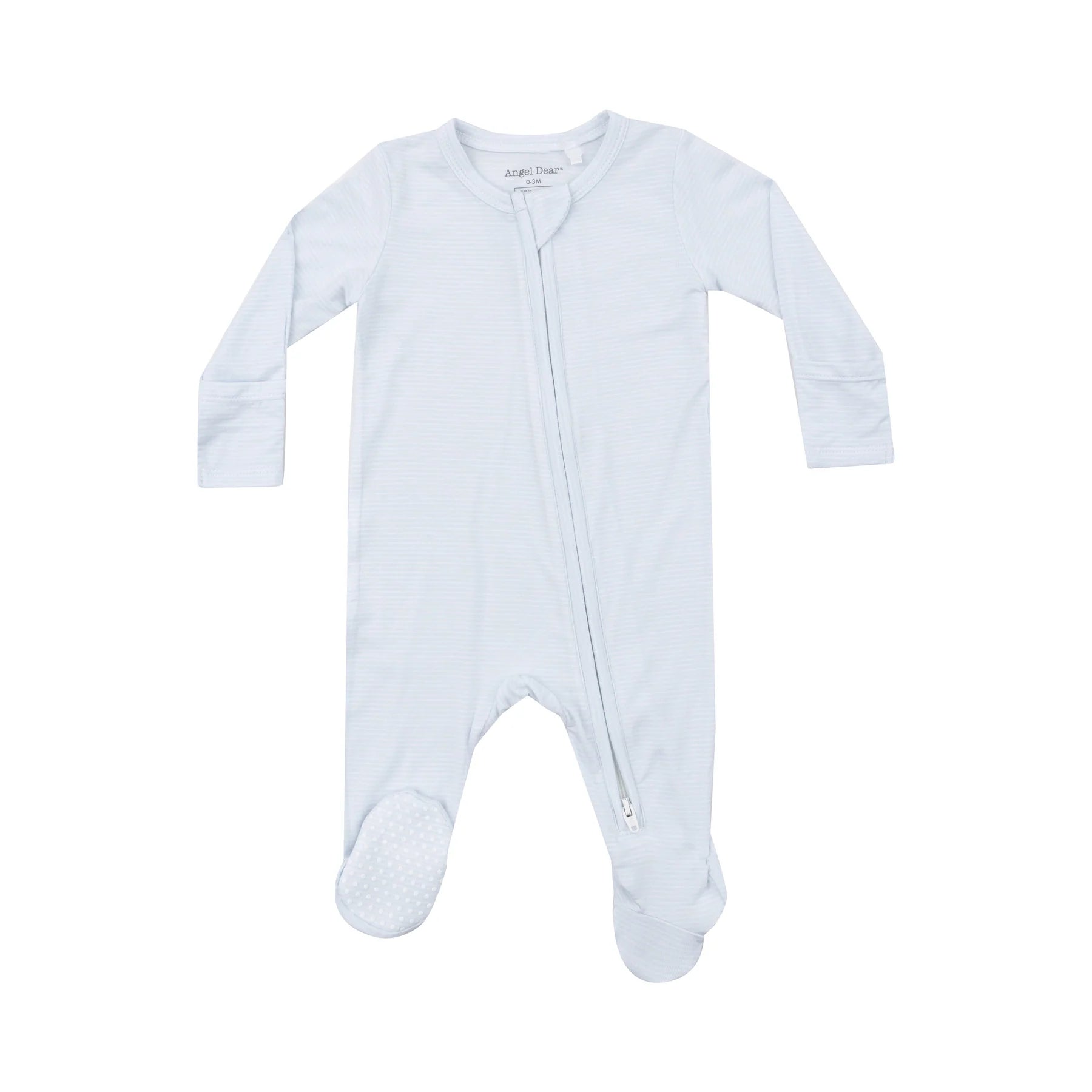 Light Blue Stripe Zipper footie