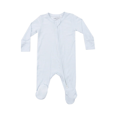 Light Blue Stripe Zipper footie