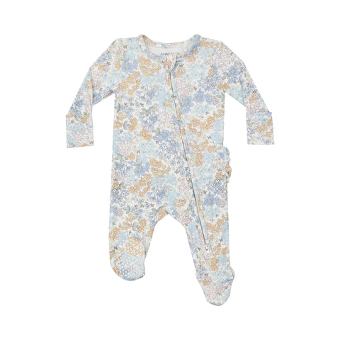 Edith's Floral Ruffle Zipper Footie