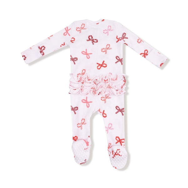 Candy Cane Bows Footie