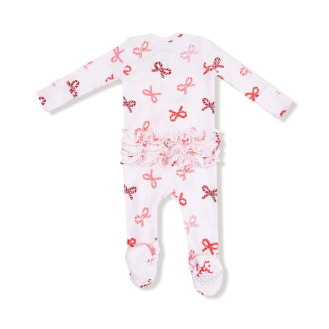 Candy Cane Bows Footie