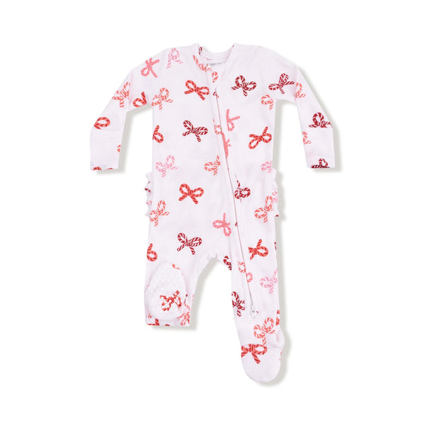 Candy Cane Bows Footie