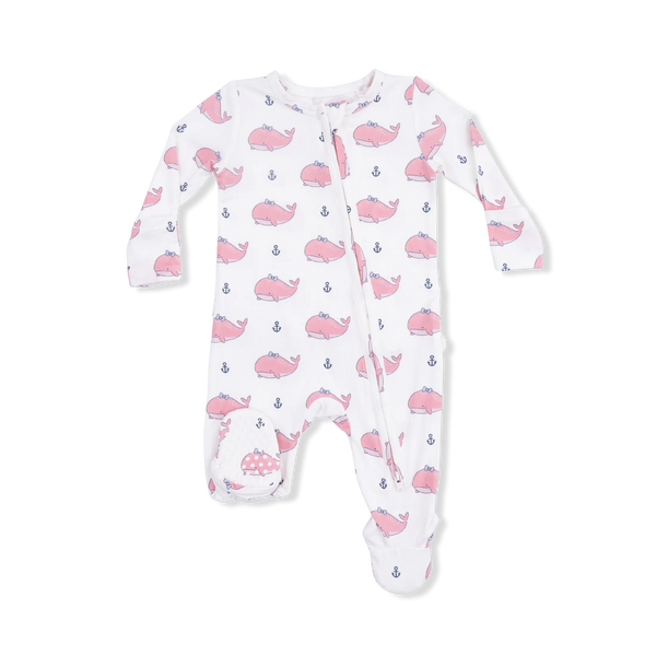Bubbly Whale with Bow Pink Ruffle Footie