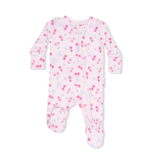 Sweet Bow Cherries Ruffle Footie