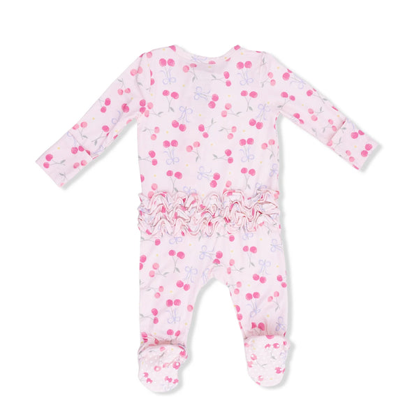 Sweet Bow Cherries Ruffle Footie