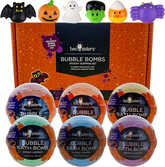 Two Sisters Halloween Bath Bombs for Kids with Surprise Inside