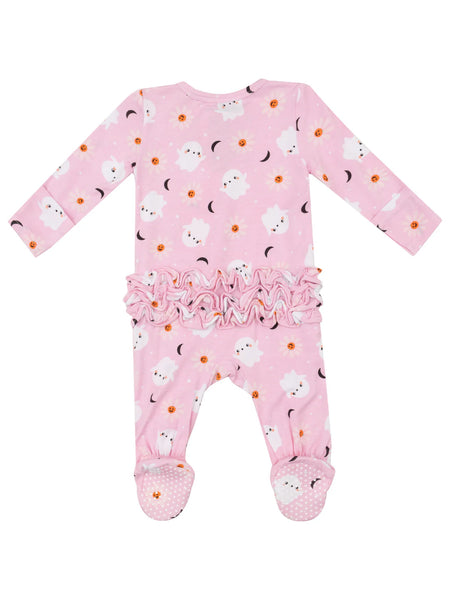 Spooky Ghost 2 Way Ruffle Zipper Footie