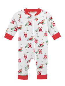 Santas Golf Printed Zipper Pajamas