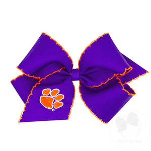 Wee Ones King Clemson Moonstitch Embroidered Bow