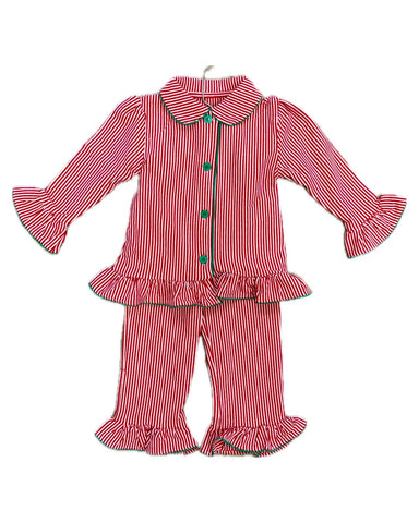 Girls Christmas Striped Pajamas