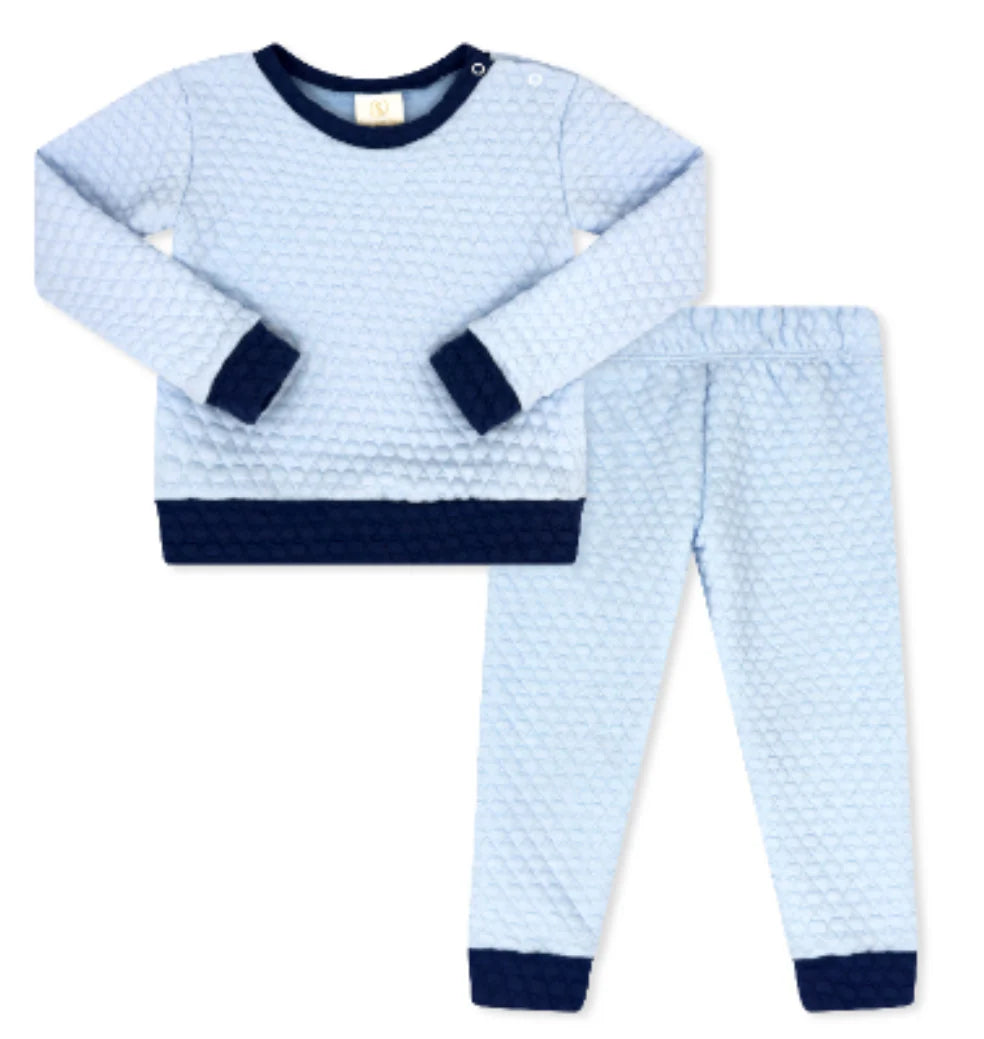 Boys Quilted Sweatsuit-Blue