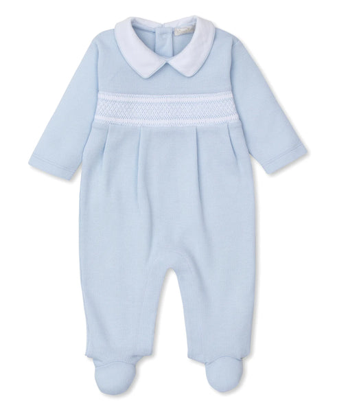 Light Blue Hand Smocked Footie