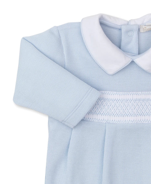 Light Blue Hand Smocked Footie