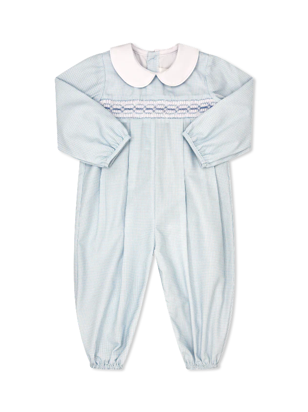 Christopher Romper-Blue Minigingham