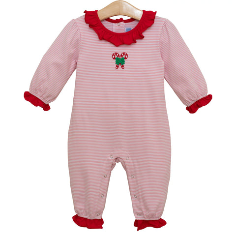 Candy Cane Ruffle Romper