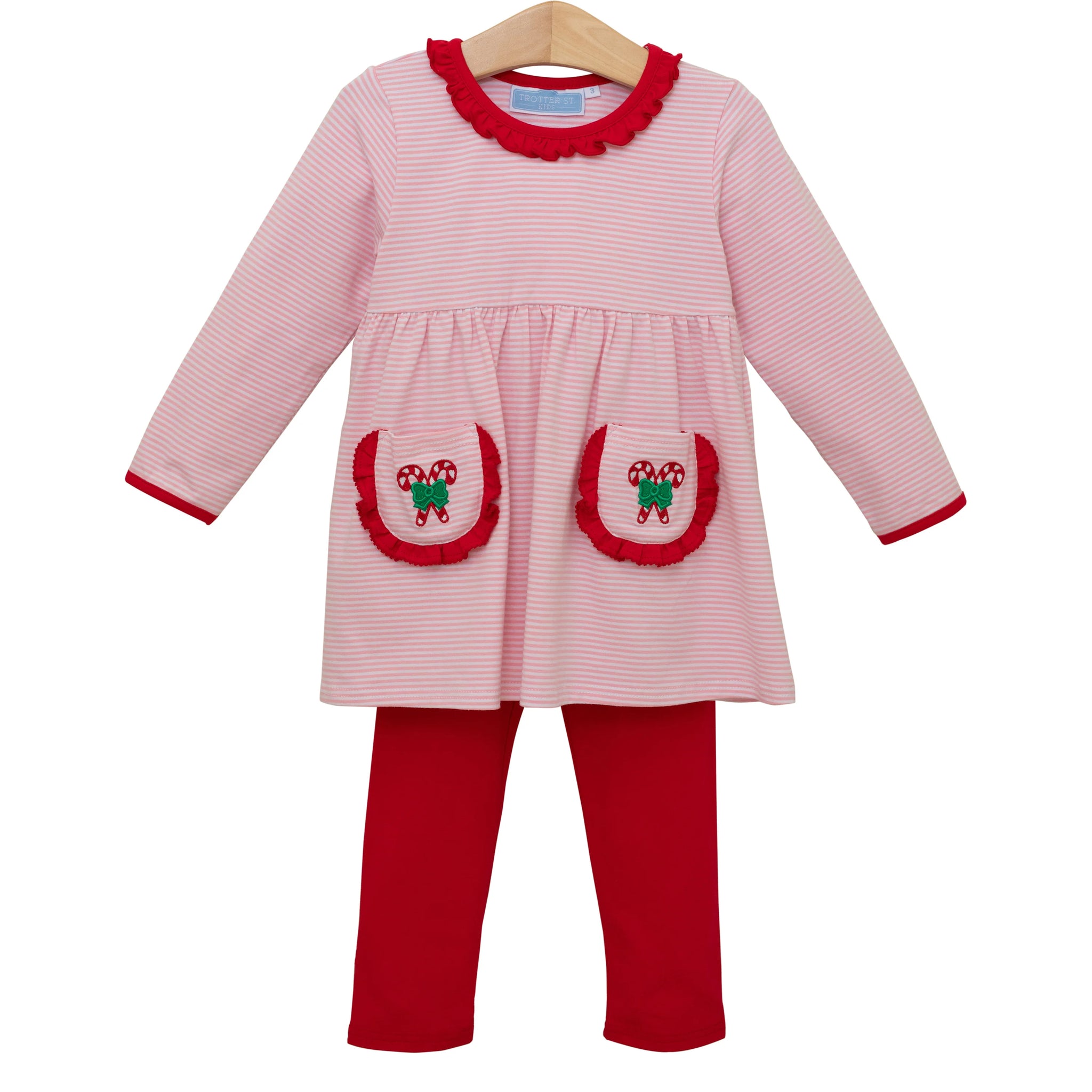 Candy Cane Ruffle Pants Set
