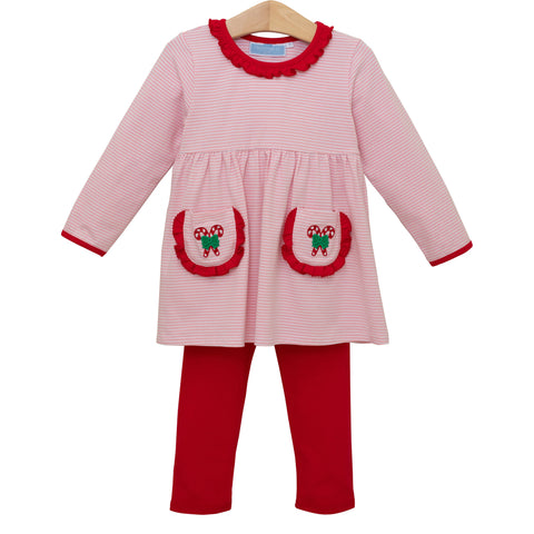Candy Cane Ruffle Pants Set
