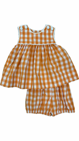 Orange and White Gingham Bloomer Set