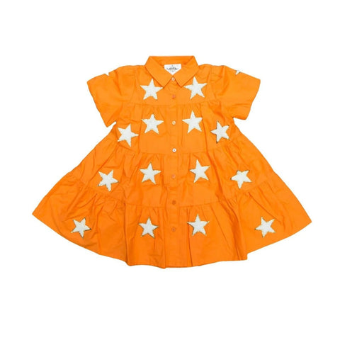 Orange And White Chenille Star Dress