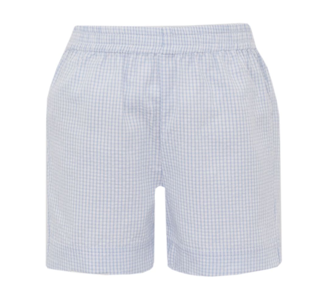 Blue Gingham Pull on Shorts
