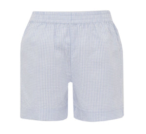 Blue Gingham Pull on Shorts