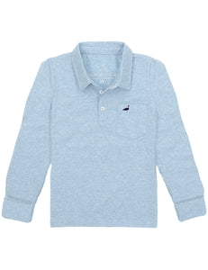 Harrison Long Sleeve Pocket Polo-Moon Blue