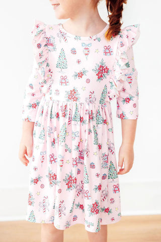 Pink Christmas Twirl Dress