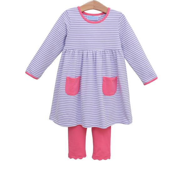 Annie Pants Set- Lavender Stripe