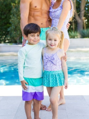 Colorblock Boys Swim Trunks