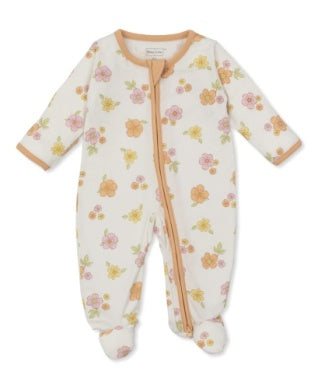 Blushing Blossoms Zipper Footie