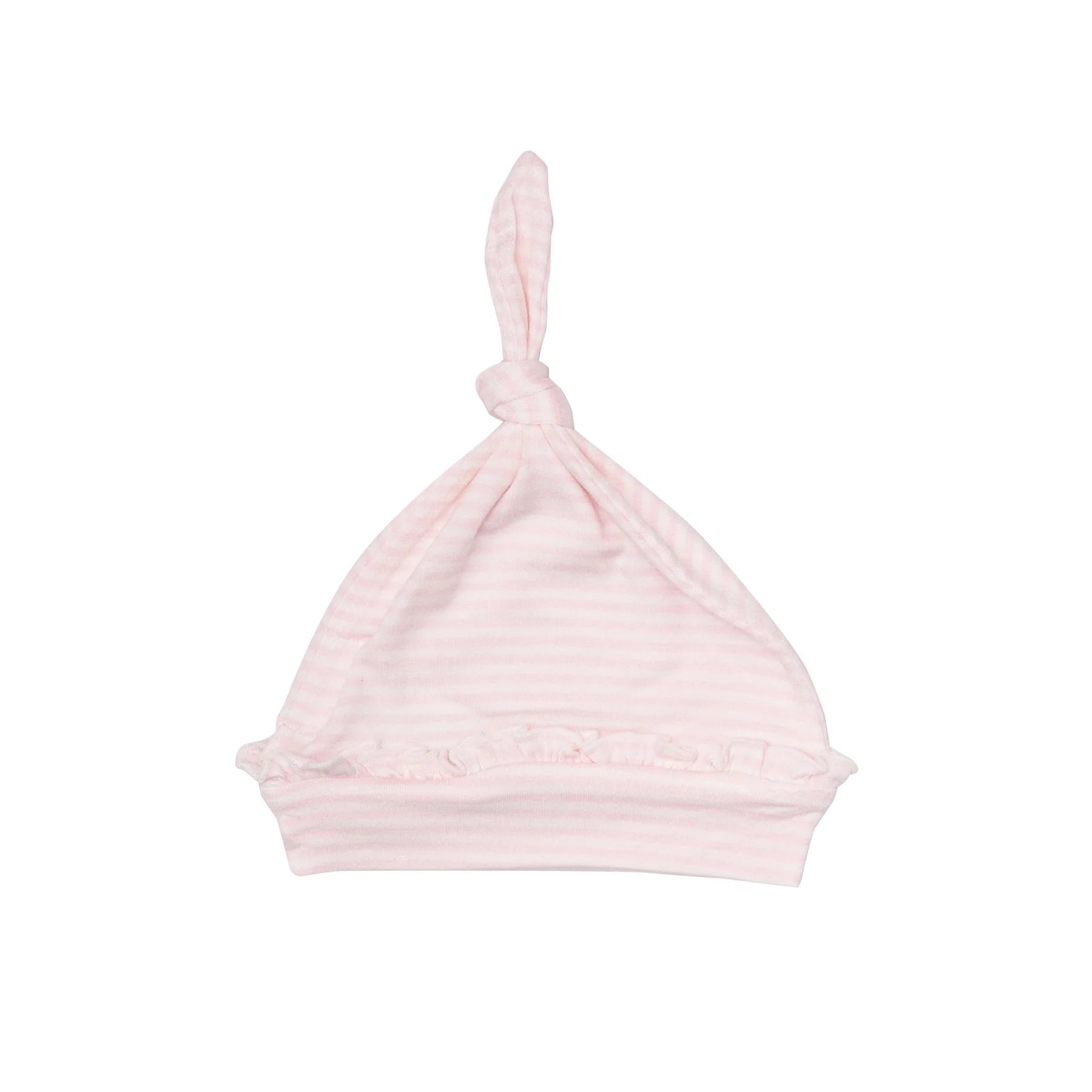 Pink Stripe Ruffle Knotted Hat