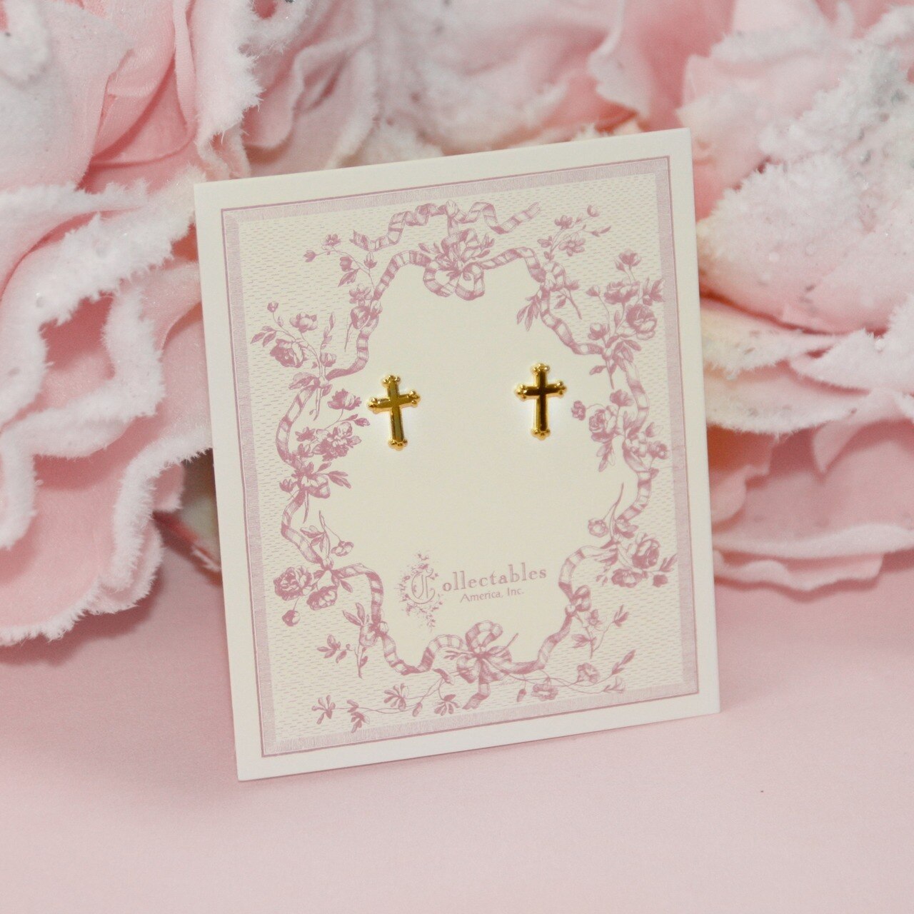 Gold Finish Cross Earrings