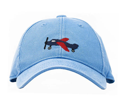 Airplane Needlepoint on Light Blue Hat