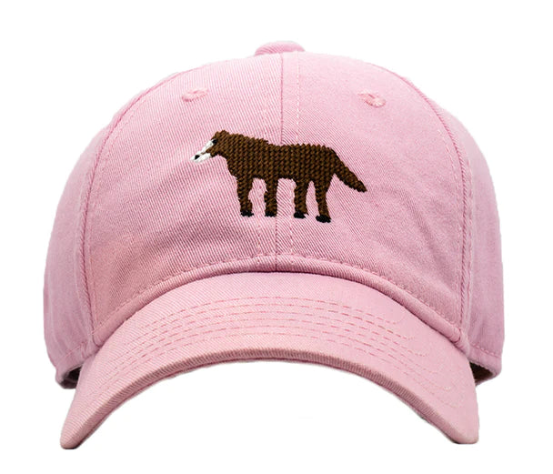 Horse Needlepoint on Light Pink Hat